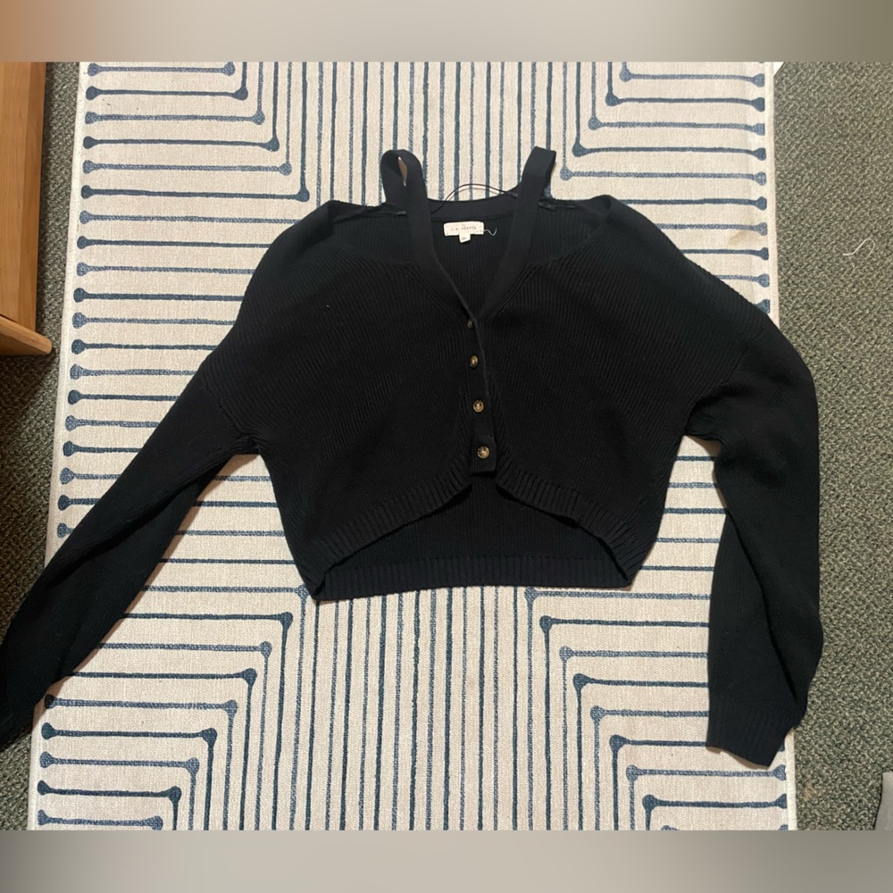 PacSun LA Hearts Black Cut-Out Heavy Weight Sweater